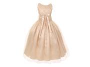 Little Girls Champagne Lace Satin Tulle Overlay Special Occasion Dress 6