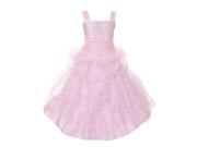 Big Girls Pink Rhinestone Star Organza Pick Up Junior Bridesmaid Dress 16