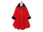 Kids Dream Red Fleece Faux Collar Cuff Stylish Coat Girls 12