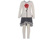Rare Editions Baby Girls Grey Red Flower Applique Legging Outfit 24M