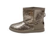 L Amour Little Girls Silver Glitter Furry Lined Suede Detail Boots 9 Toddler