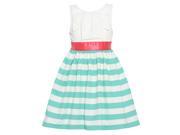 Rare Editions Little Girls Mint Striped Bow Design Occasion Dress 2T