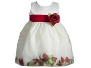 Crayon Kids Baby Girls Ivory Red Petal Flower Girl Dress 6 9M