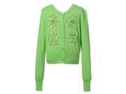 Richie House Little Girls Green Flower Sparkle Sequin Cardigan Sweater 3 4