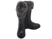 L Amour Black Quilted Patent Faux Cuff Fashion Boot Toddler Girl 8