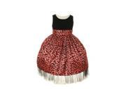 Big Girls Coral Velvet Top Taffeta Cheetah Print Flower Girl Dress 14