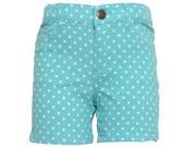 Little Girls Turquoise White Polka Dotted Pattern Tie Bow Waist Shorts 6X