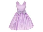 Little Girls Lilac Taffeta Rhinestone Bow Adorned Flower Girl Dress 6