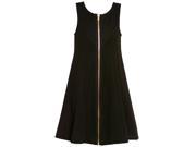 Rare Editions Big Girls Black Gold Exposed Zipper A Line Dress 8