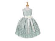 Cinderella Couture Big Girls Sage Lace Ivory Sash Sleeveless Dress 12