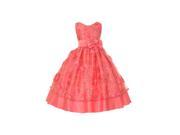 Baby Girls Coral Floral Pattern Neckband Easter Flower Girl Bubble Dress 12M