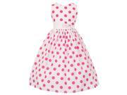 Little Girls White Fuchsia Polka Dots Poly Cotton Spring Easter Dress 4