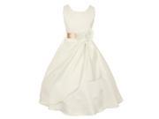 Big Girls Ivory Champagne Bridal Dull Satin Sequin Flowers Occasion Dress 14