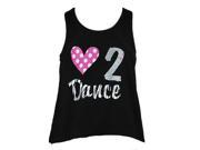 Reflectionz Little Girls Black Pink White Dotted Love To Dance Tank Top 2T
