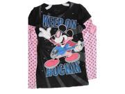 Disney Big Girls Black Pink Mickey Mouse Dotted Long Sleeved T Shirt 14