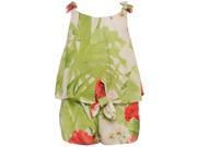 Bonnie Jean Little Girls Green Floral Print Knot Detail Sleeveless Romper 4T