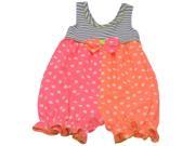 Bonnie Jean Baby Girls Pink Orange Dot Pattern Bow Accent Stripe Romper 3M