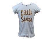 Reflectionz Baby Girls White Gold Sparkle Little Sister Ruffle Top 12M