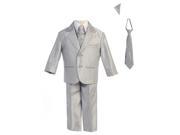 Lito Little Boys Silver Two button Metallic Special Occasion Suit 7