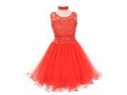 Cinderella Couture Little Girls Red Lace Satin Shawl Flower Girl Dress 4