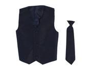Lito Baby Boys Navy Poly Silk Vest Necktie Special Occasion Set 12 24M