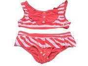 Rugged Bear Little Girls Red Sailor Stripe Gold Star 2 Pc Bikini Swimsuit 4T
