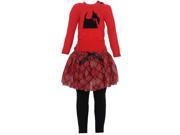 Bonnie Jean Baby Girls Red Knit Top Plaid Skirt 3 Pc Legging Set 18M