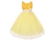 Little Girls Banana Yellow Sequins Bow Sash Tulle Special Occasion Dress 14