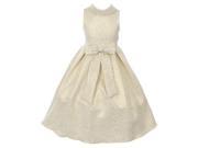 Cinderella Couture Big Girls Ivory Gold Teardrop Jacquard Pearl Dress 12