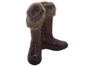 L Amour Brown Quilted Patent Faux Cuff Fashion Boot Toddler Girl 8