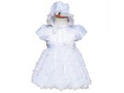 Crayon Kids Baby Girls White Satin Bubble Christening Bonnet Dress 6 9M