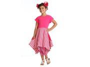 KidCuteTure Little Girls Raspberry Stripes Trendy Natalie Designer Summer Dress 6