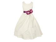 Big Girls Ivory Plum Bridal Dull Satin Sequin Flowers Occasion Dress 10