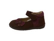 L Amour Baby Girls Brown Nubuck Upper Flower Bow Mary Jane Shoes 3 Baby