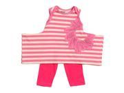 KidCuteTure Little Girls Raspberry Stripe Karrie Tunic Leggings Outfit Set 2T