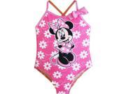 Disney Little Toddler Girls White Pink Minnie Mouse One Piece Swimsuit 3T