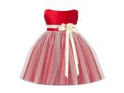 Sweet Kids Baby Girls Red Ivory Floral Accent Flower Girl Dress 18M