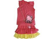 Hello Kitty Little Girls Coral Yellow Necklace Print Tiered 2 Pc Skirt Set 5