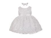 Little Girls White Tulle Sequin Floral Embroidery Special Occasion Dress 4T