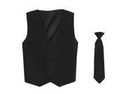 Lito Baby Boys Black Poly Silk Vest Necktie Special Occasion Set 12 24M