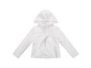Richie House Big Girls White Solid Colored Ruffle Detail Hooded Coat 6 7