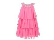 Sweet Kids Little Girls Pink Sequined Neck Tiered Flower Girl Dress 4