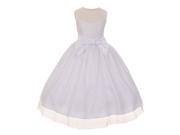 Cinderella Couture Little Girls White Mesh Polka Dots Bow Flower Girl Dress 4