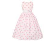Little Girls White Pink Polka Dots Poly Cotton Spring Easter Dress 4