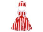 Baby Girls Red White Vertical Stripe Ruffle Detail Easter Hat Dress 12M