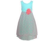 Rare Editions Little Girls Mint Chevron Stripe Flower Hi Lo Easter Dress 5