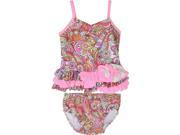 Isobella Chloe Girls Pink Island Girl Two Piece Tankini Swimsuit 18M