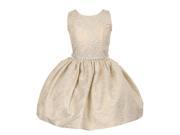 Little Girls Ivory Jacquard Shiny Print Beaded Belt Flower Girl Dress 6