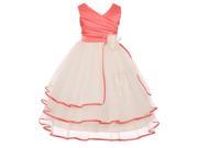 Chic Baby Little Girls Coral Taffeta Layered Flower Girl Easter Dress 6