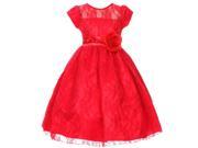 Little Girls Red Flower Sash Lace Overlay Special Occasion Dress 6